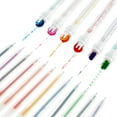 thumbnail image 1 of 6 Pcs Dual Tip Highlighter Pen Set and 12 Pcs Assorted Color Gel Pens Creative Roller Highlighter Curve Pens Smooth Writing, 1 of 9