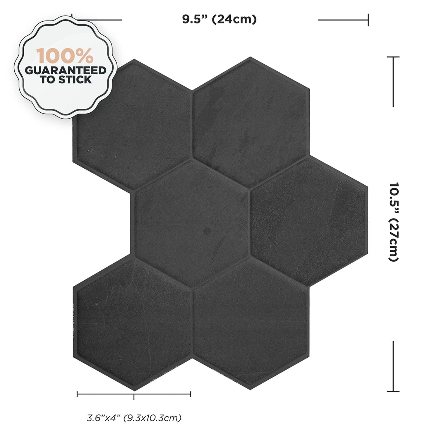 Smart Tiles Peel and Stick Backsplash Wall Tiles, Hexa Walton, 4-Pack, 9.56in x 10.61in