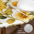 thumbnail image 4 of Watercolor Sunflowers Round Fitted Table Cover Yellow Green Leaf Vintage Country Waterproof Table Cloth with Elastic Edge Wipeable Tablecloth for Picnic Camping Party Fits 45"-54" Diameter, 4 of 8
