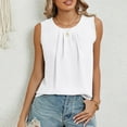 thumbnail image 4 of XFLWAM Womens Summer Tank Tops Pleated Crewneck Casual Loose Blouses Sleeveless Tops Business Work Shirts, 4 of 7