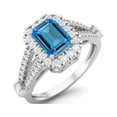 thumbnail image 2 of 7X5 MM Octagon Shape Swiss Blue Topaz 925 Sterling Silver Solitaire Split Shank Mother's Day Gift Ring, 2 of 3