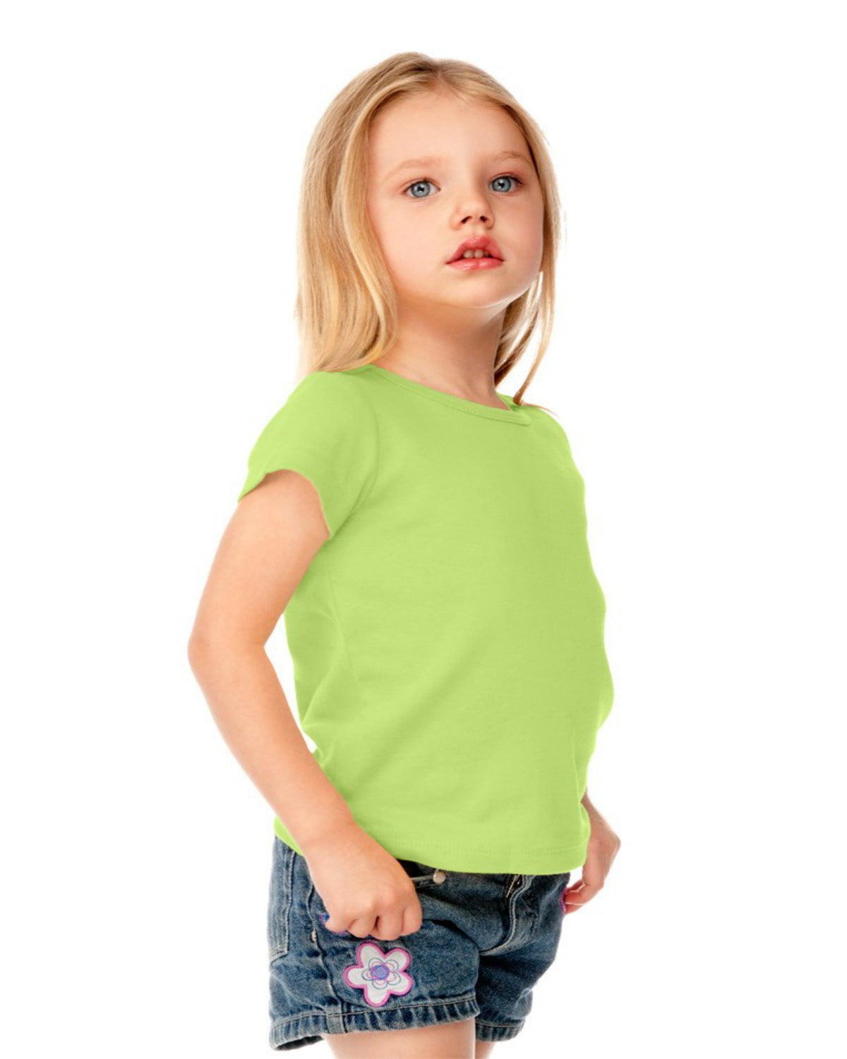Kavio Little Girls Baby Doll Short Sleeve Shirt Top P1C0153 Lime 3