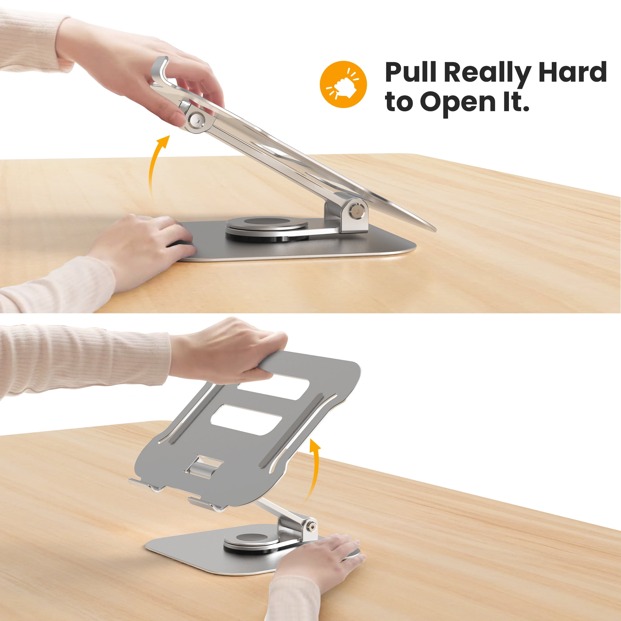 Beelta Laptop Stand for Desk, Laptop Riser Computer Stand Adjustable Height with 360° Rotating Base, Foldable & Portable Laptop Stands, Compatible with MacBook, All Laptops Tablets 10"-16", BSL902S