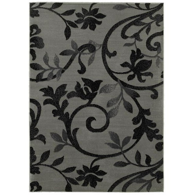 LR Resources GRAC281131GYB7995 7 Pi 9 Po x 9 Pi 5 Po Zone Rectangulaire Rug&44; Gris & Noir