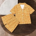 thumbnail image 4 of FAVIPT Pajamas Sets for Girls Summer Leopard Collared Short Sleeve T-Shirt and Shorts 2Pcs Pajama Button Down Loungewear Set Orange,13-14Years, 4 of 7