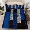 thumbnail image 2 of Homewish Blue White Black Bed Sheets,Modern Asbtract Geometric King Sheets,Leopard Pattern Zebra Striped Sheet Set For Men Women,Super Cozy Room Decor,4 Pieces, 2 of 7