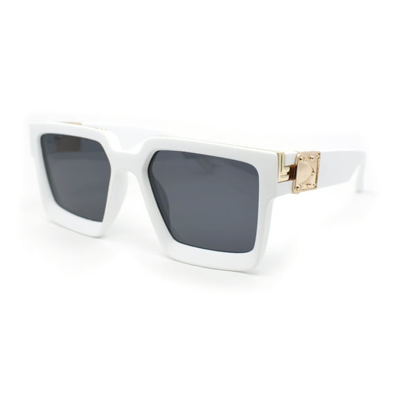 Rubberized Soft Matte Luxury Thick Horn Rim Mobster Sunglasses White - Black