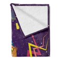 thumbnail image 2 of Humorous Soft Flannel Fleece Blanket, Cat Wizard Funny Cartoon Cat Character with Magician Hat in Outer Space, Cozy Plush for Indoor and Outdoor Use, 60" x 80", Quartz and Multicolor, by Ambesonne, 2 of 5