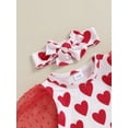 thumbnail image 5 of Bagilaanoe 3pcs Newborn Baby Girl Valentine’s Day Clothes Long Puff Sleeve Romper Tops + Flare Trousers + Headband 3M 6M 12M 18M Infant Pants Set, 5 of 9