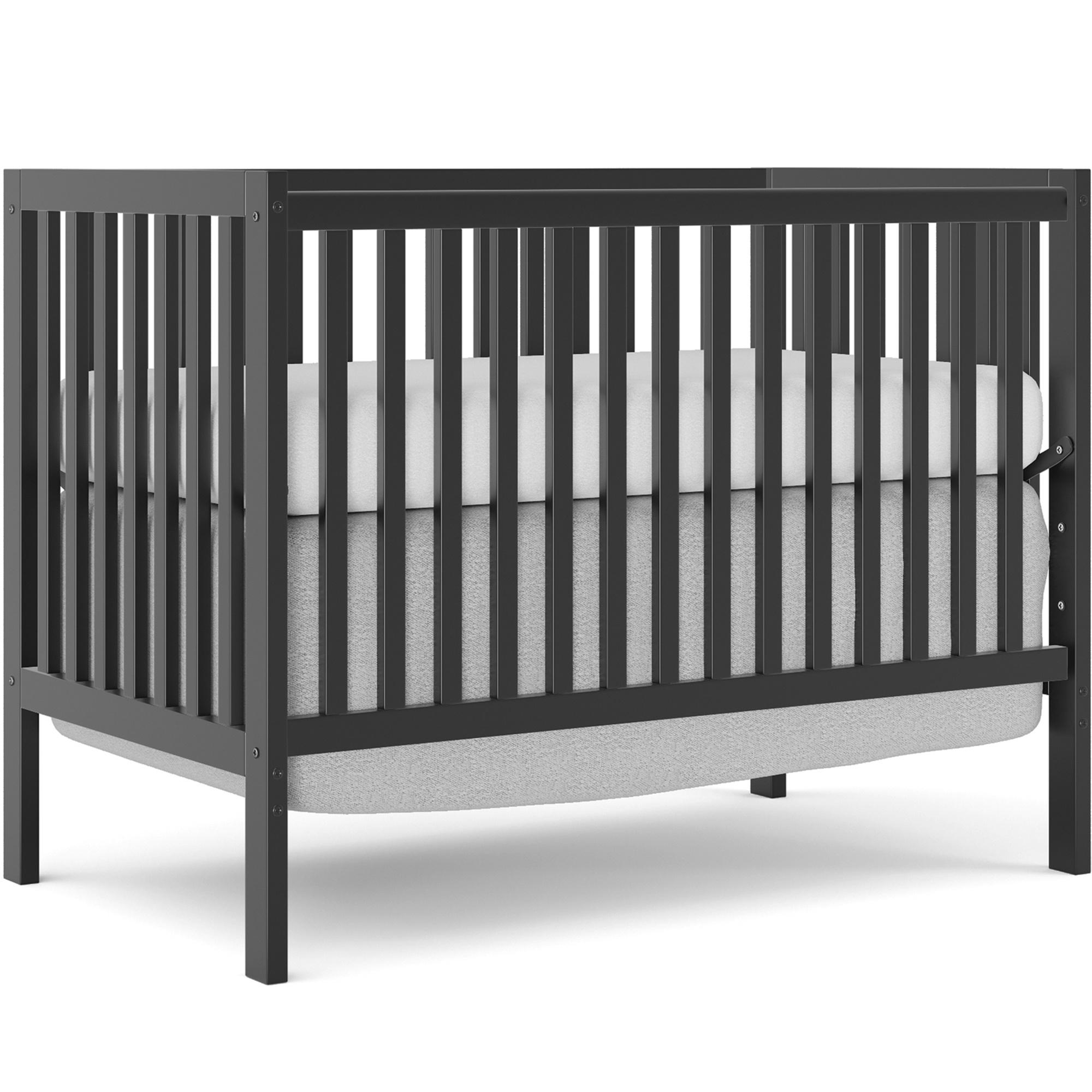 HSUNNS 5-in-1 Convertible Crib, Baby Crib with Slats, Certified Baby Safe Crib, Converts from Baby Crib to Toddler Bed, Easy Assembly, 3 Adjustable Heights, Black - image 2 of 8