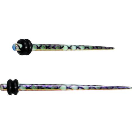 Straight Taper - Body Candy Rainbow Acrylic Magical Mermaid Straight Taper Set of 2 12 Gauge