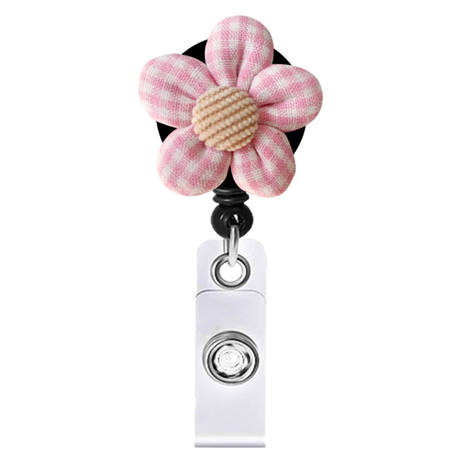Visland 4PCS Flower Retractable Name Badge Reel Staff Work Card Holder  Chest Pocket Clip ID Tag Card Accessories Clip 