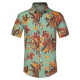 thumbnail image 1 of Lars Amadeus Camisa floral de verano para hombre, manga corta, camisas hawaianas de playa Verde marrón XXL Unique Bargains Camisas, 1 of 6