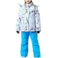 thumbnail image 2 of Toddler Snow Suit Children's Ski Suit Windproof Waterproof Warm Thermal Insulated Winter Snowsuit Lightweight Kids Clothes Boys Girls Athletic Snow Pants with Pockets Casual Comfortable 4-16 Years, 2 of 3