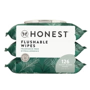 The Honest Company Flushable Wipes, Plant-Based, 126 Count, Tropical Leaves