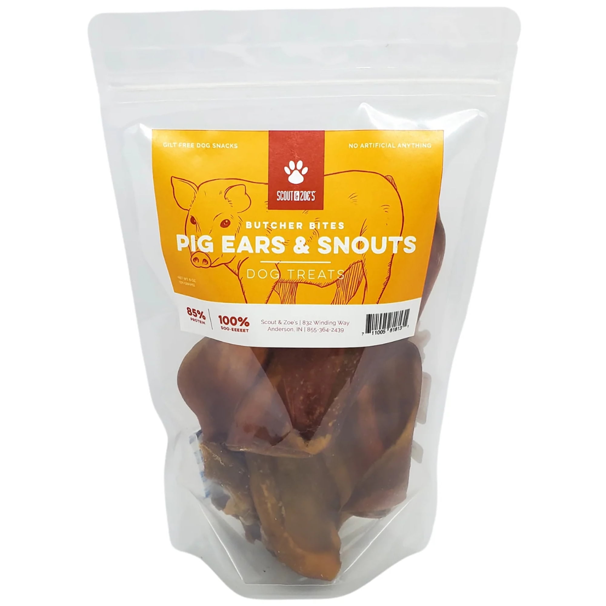 Scout & Zoe's: Pig Ears & Snouts - 3 Packs, 4oz Bags - Dog Treats, Crunchy Butcher Bites, High-Protein Low-Fat Chews, Savory Pet Snack, USA Sourced