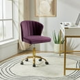 thumbnail image 5 of Tina's Home Purple Velvet Swivel Office Chair with Gold Legs, Adjustable Height Rolling Desk Chair for Vanity, 5 of 11