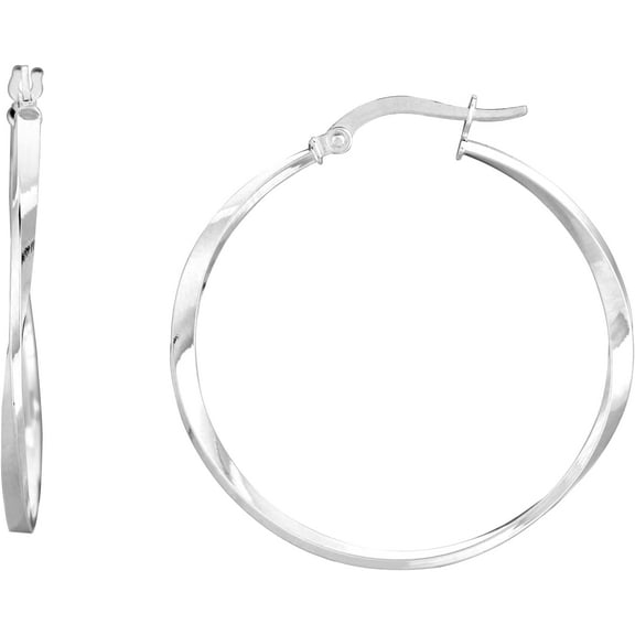 Floreo 14k White Gold 30mm Twisted Hoop Earrings
