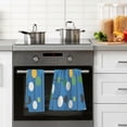 thumbnail image 4 of Yayeee 2 Pack Hand Towels for Bathroom 100% Cotton 16" x 28" Soft Absorbent Kitchen Towel, Blue Abstract, 4 of 7