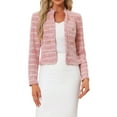 thumbnail image 1 of BLAZER DE TWEED PARA MUJER CHIC INSPIRADOR CON CUELLO ALTO, CORTO Y ABIERTO, TALLA XS, ROJO, 1 of 6