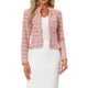 thumbnail image 1 of BLAZER DE TWEED PARA MUJER CHIC INSPIRADOR CON CUELLO ALTO, CORTO Y ABIERTO, ROJO, 1 of 6