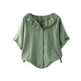 thumbnail image 1 of Blouses pour Femmes Col Rond Décontracté Bouton Basique Confortable Tee Lounge Tendance Léger Été Vacances Chemise Douce 2025, 1 of 6