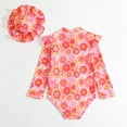 thumbnail image 4 of Girls Swimsuits Size 10-12 Long Sleeve Floral Prints Swimwear Beach Swimsuit Bikini With Hat 2 Piece Outfits UPF+ 50 Beach Bathing Suit,18-24 Months, 4 of 5