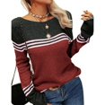 thumbnail image 1 of MKLEKYY Sweaters for Dogs Women's Casual Crew Neck Matching Striped Pullover Sweater, 1 of 5