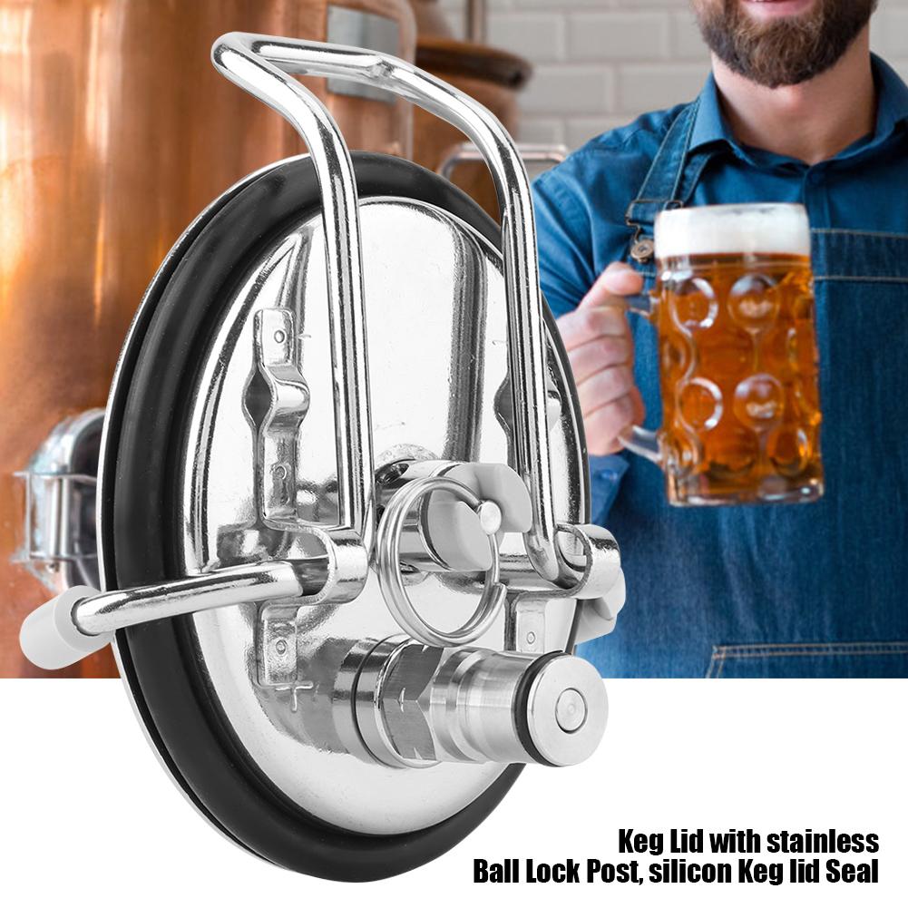 Stainless Steel Carbonation Keg Lid Homebrew Cornelius Style Keg Carbonation Keg Lid with 0.5 Micron Diffusion Stone