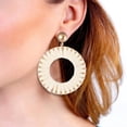 thumbnail image 5 of 2 pares de pendientes de aro con borla de rafia hechos a mano, joyería llamativa de moda para mujeres y niñas, 5 of 5