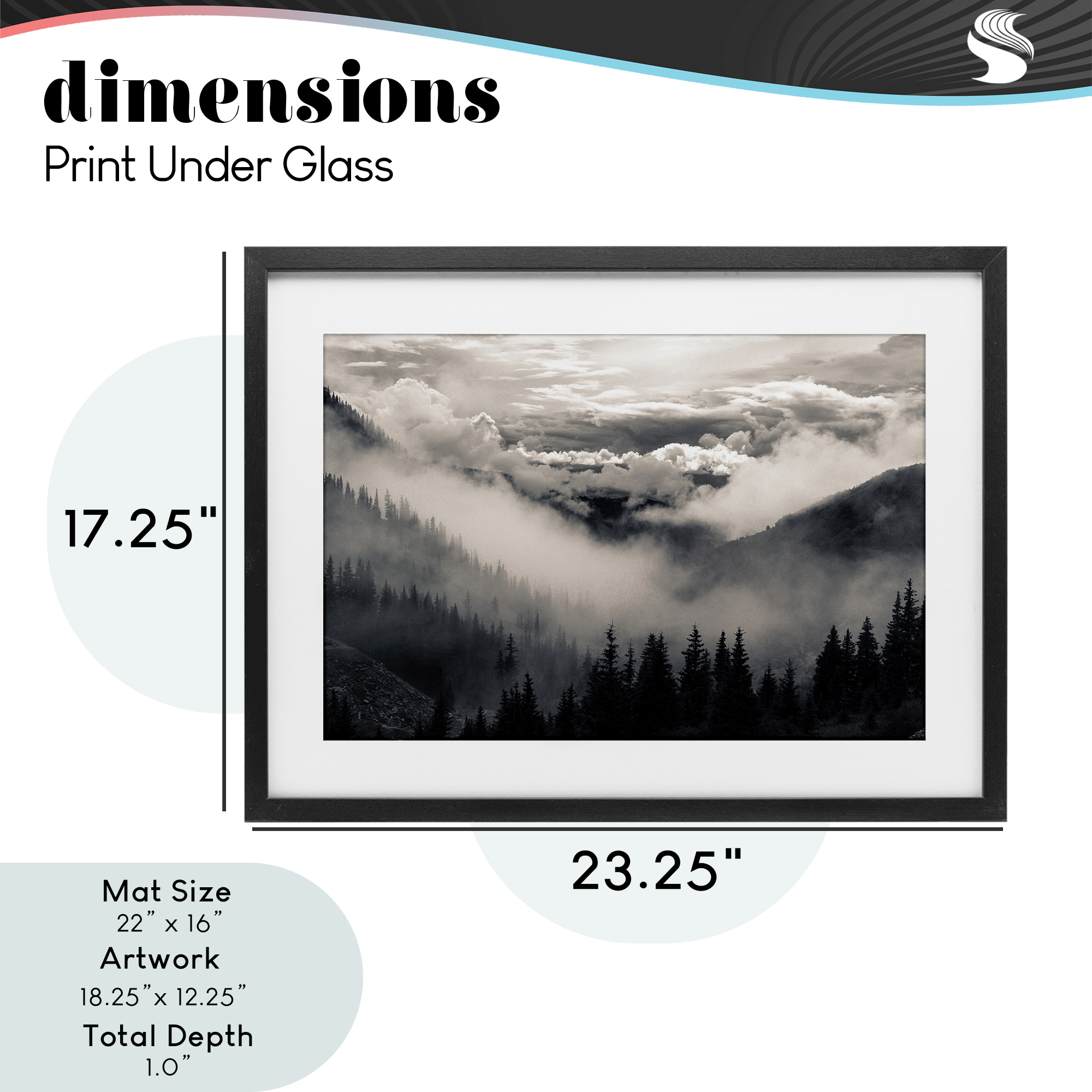 Billowing Fog Atmosphere Black Framed Print Under Glass, design by Decent Exposures