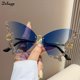 thumbnail image 2 of Gafas de sol de mariposa de diamante de lujo para mujer, gafas de sol Vintage sin montura, de gran tamaño, Y2K, 2024, 2 of 5