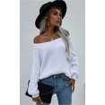 thumbnail image 2 of Pulls Femmes Robe Oversize Manches Longues Sexy hors Épaule Couleur Bloc Pull Pull Tops, 2 of 6
