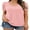 04-Pink, variant on JWD Waffle Knit Lace Short Sleeve Blouses V Neck T Shirts Summer Casual Tops For Women Black Large