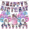 thumbnail image 1 of Kpop Demon Hunters Birthday Theme Party Decorations Banner Cake Balloons For Kid, 1 of 5
