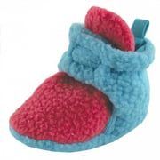 Luvable Friends Baby and Toddler Girl Fleece Booties, Teal Pink, 12-18 Months