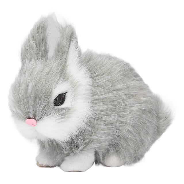 Miniature Plush Rabbits, Rabbits Stuffed Doll Plastic Plush Material Very Reality For Garden For Desktop Decoration Grey