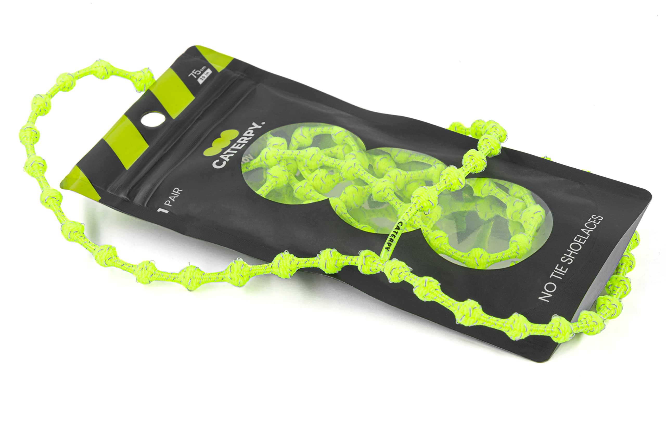 No Tie Shoelaces Reflective Lock Button Elastic Running Green Gift Jogging UK 