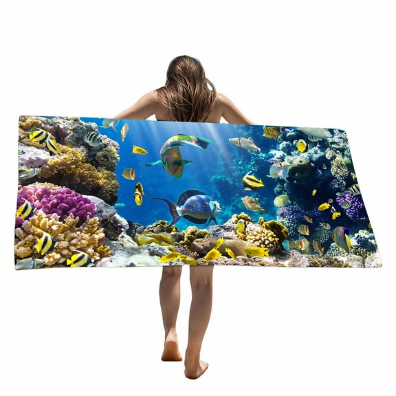 AUQ Beach Towels,150D Thread Large Beach Towel,Dry and Breathable Quick Dry Beach Towel,Style1,62"x31"