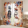 thumbnail image 3 of Homewish Gothic Skeleton Skull Black Out Curtains, Romantic Anniversary Curtains Pack of 2 (42x63 Each), Watercolor Groovy Floral Bedroom Curtains, Curtains and Drapes Bedroom Decor, 3 of 7
