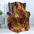 thumbnail image 4 of Colorful Soft Flannel Fleece Blanket, Abstract Art Grid Mosaic Geometric Creative Image Triangle Artwork Print, Cozy Plush for Indoor and Outdoor Use, 60" x 80", Brown and Marigold, by Ambesonne, 4 of 5