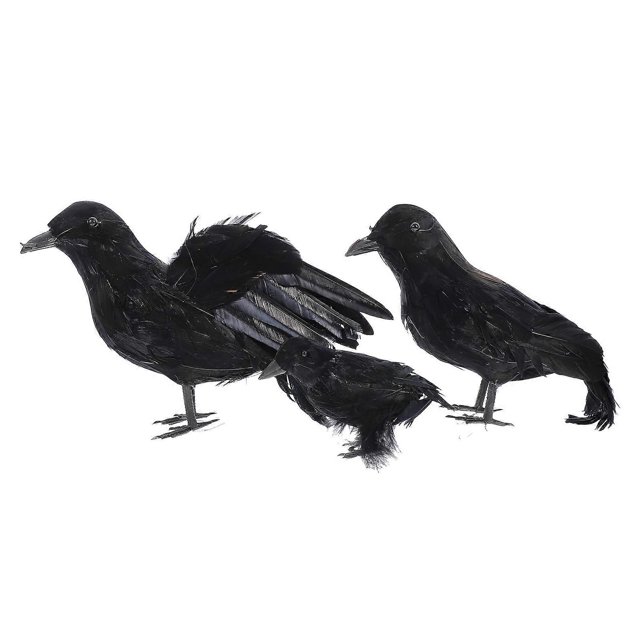 Crow Shape 3Pcs Black Crow Halloween Decorations Realistic Design for Halloween Party 28x17cm Decoration