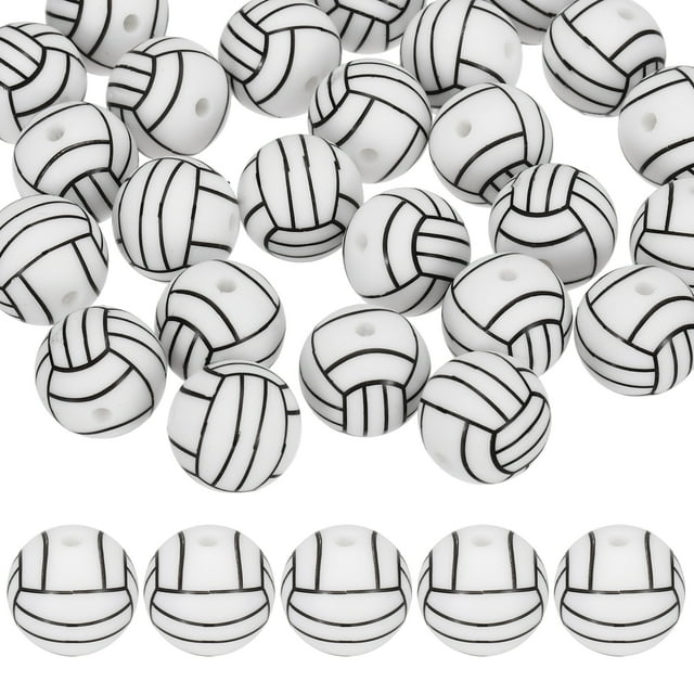 25-Pack Cuentas de Pelotas Deportivas 15mm Redondas Blancas de Goma para Manualidades/ Pulsera/ Collar