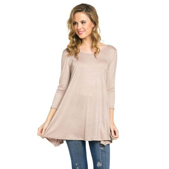 Vivian's Fashions Top - Loose Tunic, 3/4 Sleeve