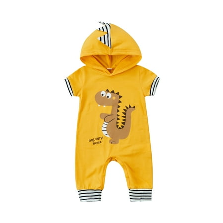 

Nituyy Infant Baby Boy Summer Romper Hoodie Short Sleeve Jumpsuit Shorts Dinosaur One Piece Outfit Boy Summer Clothes
