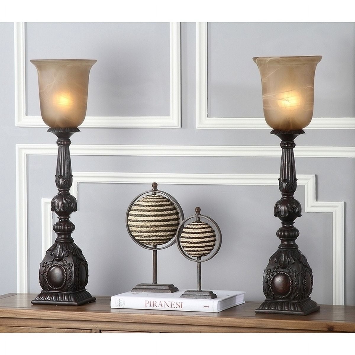SAFAVIEH Dion 27.5 in. H Traditional Artifact Table Lamp, Oil Rubbed Bronze, Set of 2