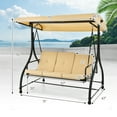 thumbnail image 3 of Costway Converting Outdoor Swing Canopy Hammock 3 Seats Patio Deck Furniture beige, 3 of 10