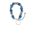thumbnail image 2 of Delight Jewelry Silvertone Large Karma Ring Blue Paw Print Bead Bracelet, 7"+2", 2 of 4