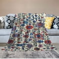 thumbnail image 2 of YANMS Oriental Throw Blanket Floral Pattern Rococo Design – Warm Comfy, Super Soft &amp; Plush Throw for Bed, Couch, Sofa – Cozy Fuzzy Blankets for Women, Men, 2 of 6