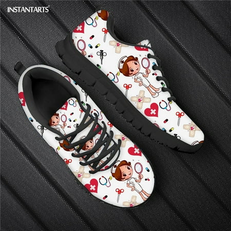 

Buty Damskie Fashion 3D Cartoon Nurse Prints Woman Flats Shoes Lace Up Sneakers For Teenage Girls Luxury Designer Jogging Shoes